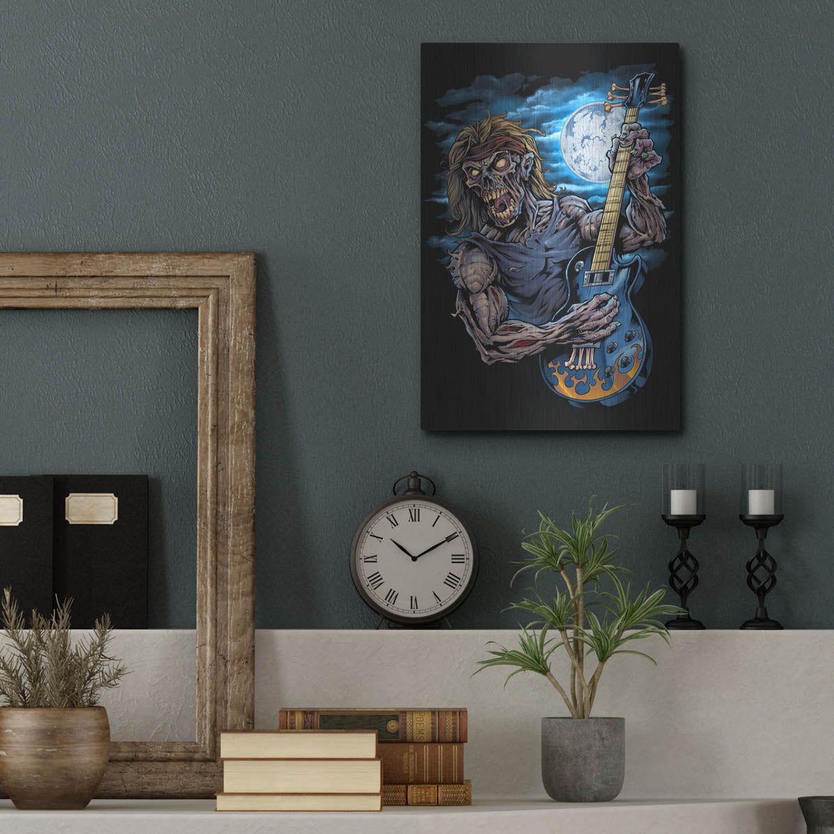 Luxe Metal Art 'Zombie Guitar Player' by Flyland Designs, Metal Wall Art,12x16