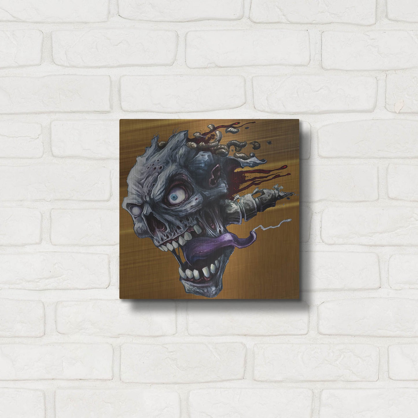 Luxe Metal Art 'Zombie Head' by Flyland Designs, Metal Wall Art,12x12