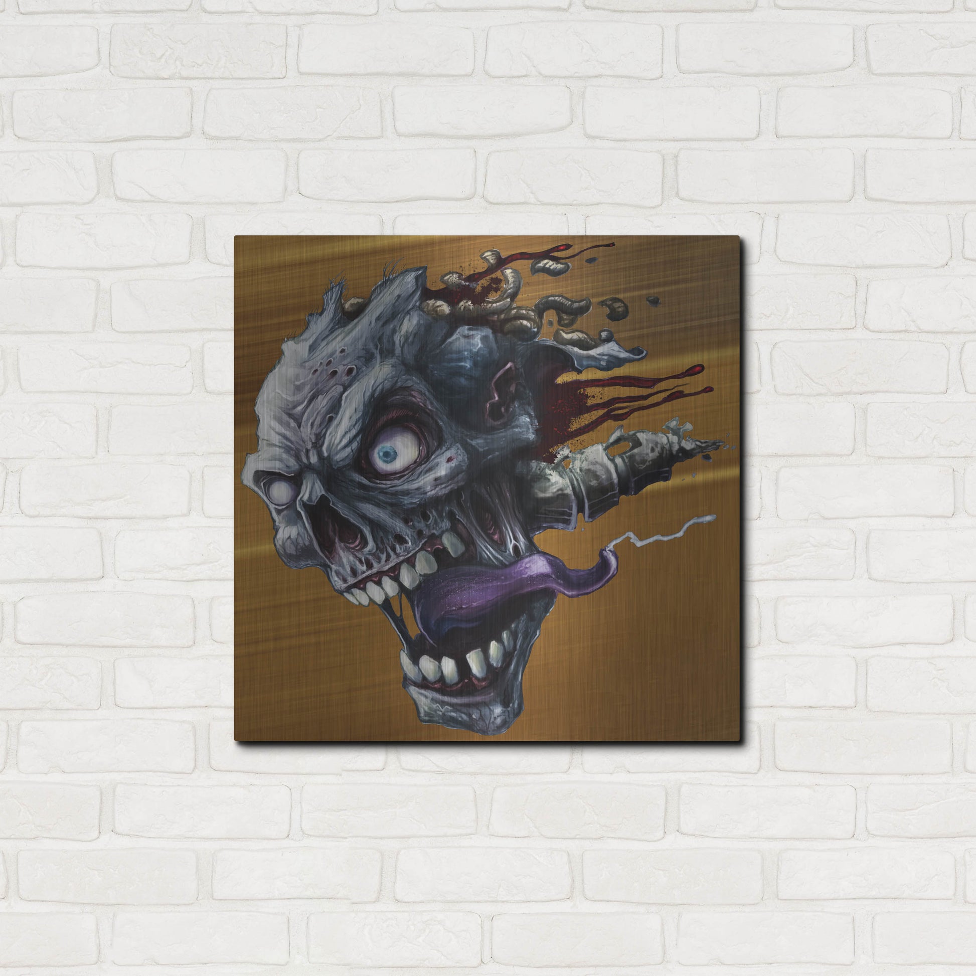 Luxe Metal Art 'Zombie Head' by Flyland Designs, Metal Wall Art,24x24