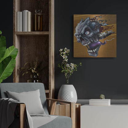 Luxe Metal Art 'Zombie Head' by Flyland Designs, Metal Wall Art,24x24