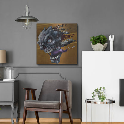 Luxe Metal Art 'Zombie Head' by Flyland Designs, Metal Wall Art,24x24