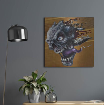 Luxe Metal Art 'Zombie Head' by Flyland Designs, Metal Wall Art,24x24
