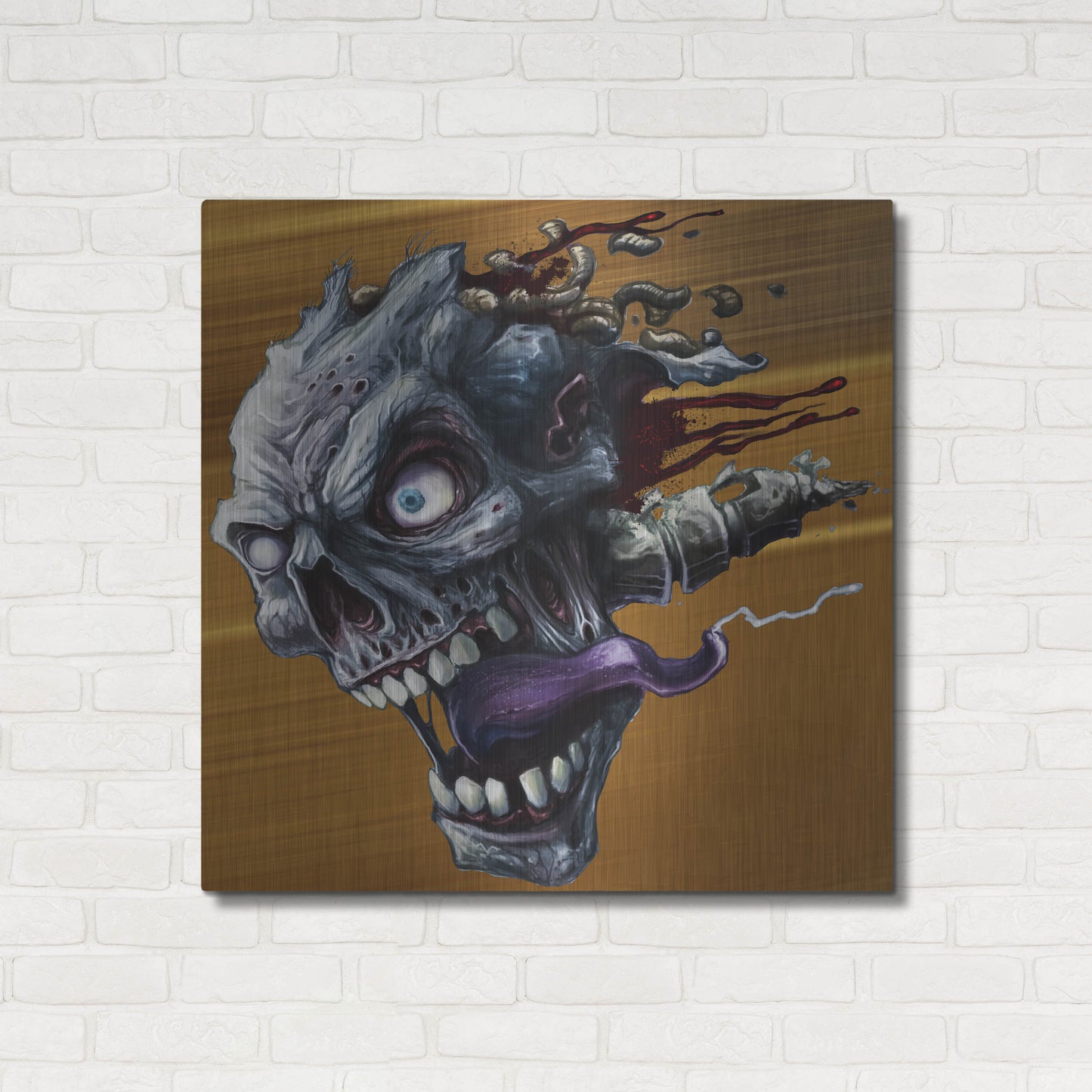 Luxe Metal Art 'Zombie Head' by Flyland Designs, Metal Wall Art,36x36