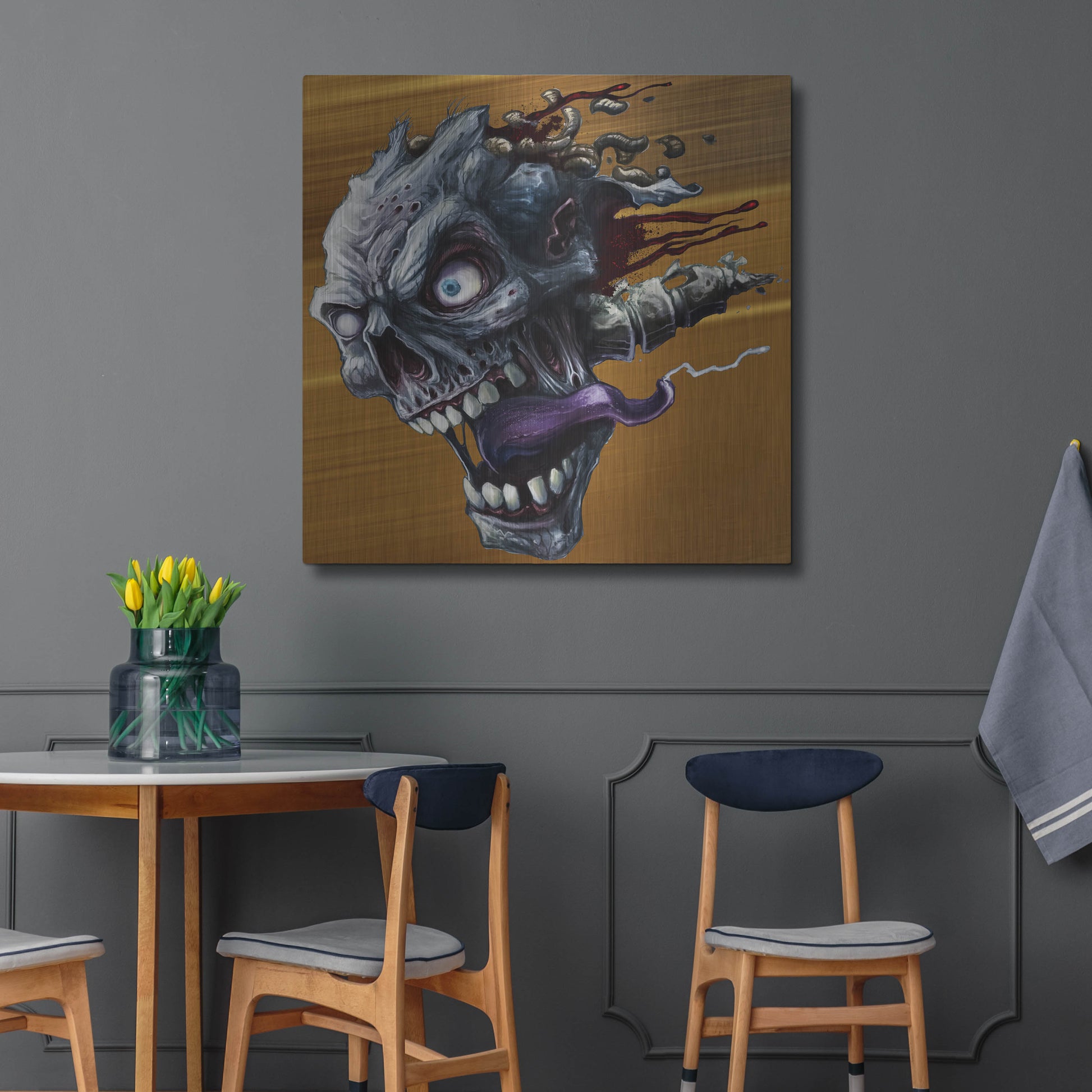 Luxe Metal Art 'Zombie Head' by Flyland Designs, Metal Wall Art,36x36