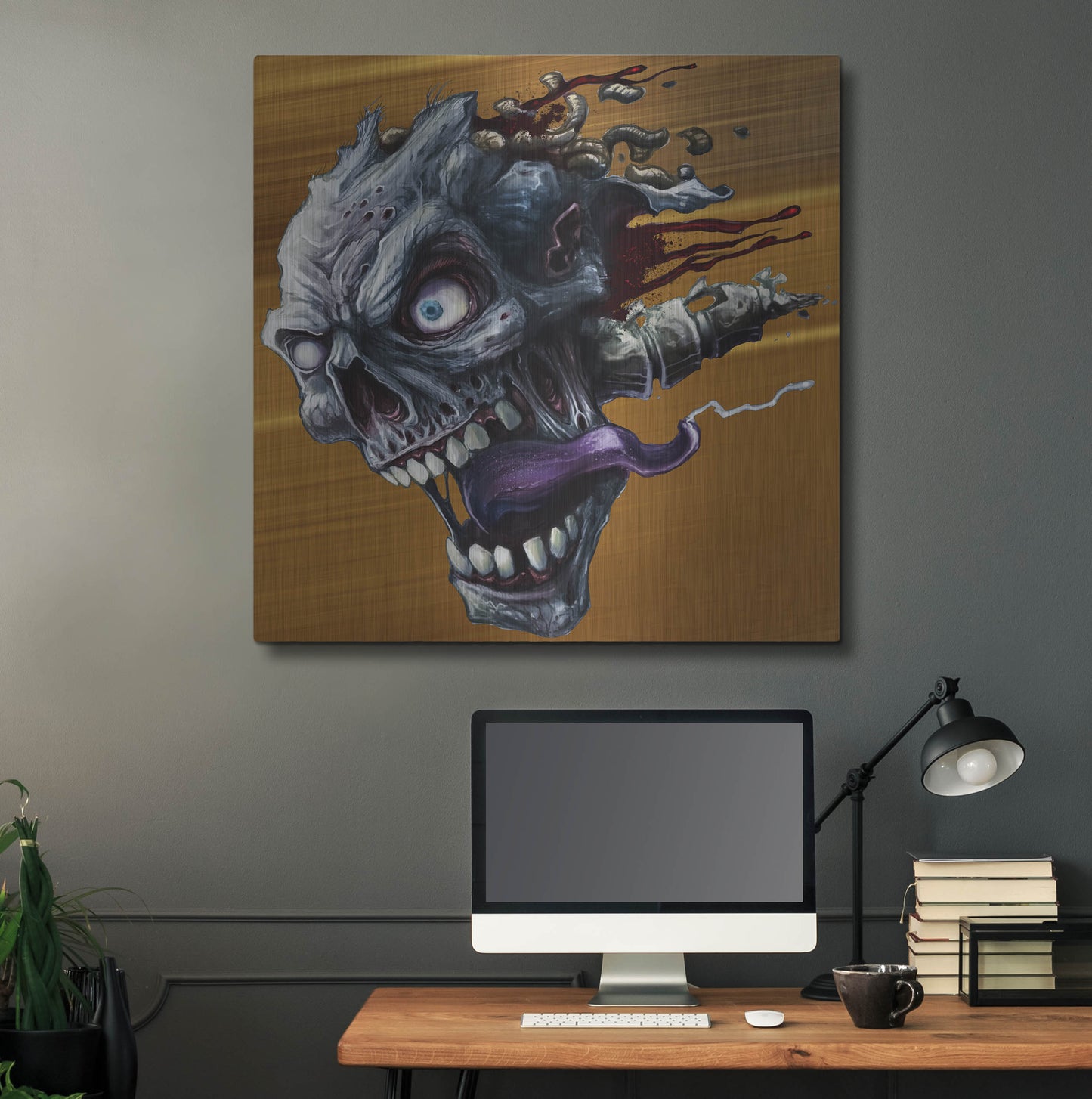 Luxe Metal Art 'Zombie Head' by Flyland Designs, Metal Wall Art,36x36