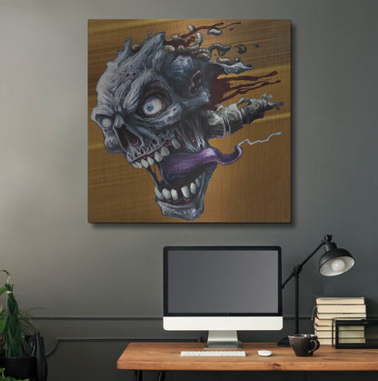 Luxe Metal Art 'Zombie Head' by Flyland Designs, Metal Wall Art,36x36