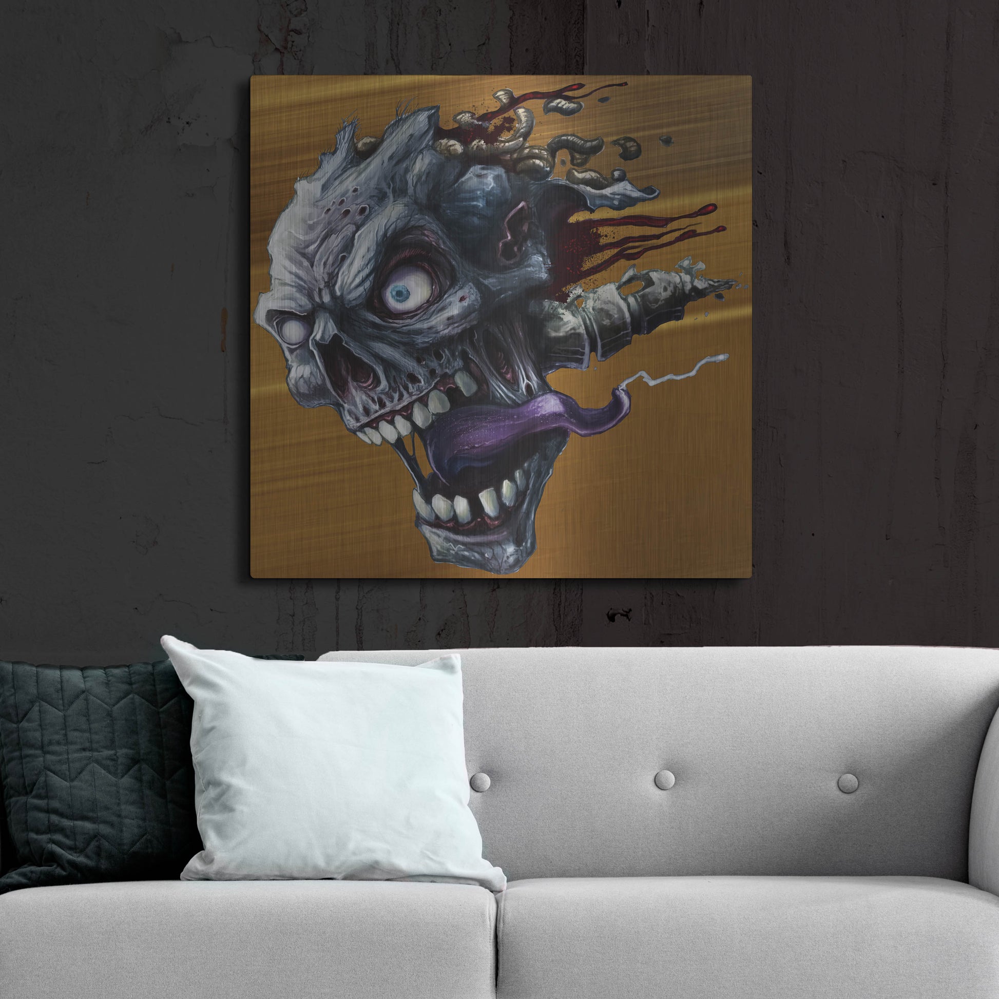 Luxe Metal Art 'Zombie Head' by Flyland Designs, Metal Wall Art,36x36