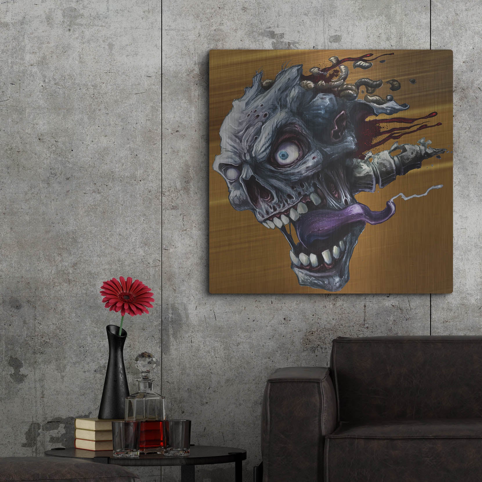 Luxe Metal Art 'Zombie Head' by Flyland Designs, Metal Wall Art,36x36