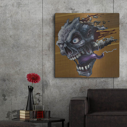 Luxe Metal Art 'Zombie Head' by Flyland Designs, Metal Wall Art,36x36