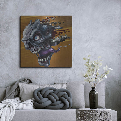 Luxe Metal Art 'Zombie Head' by Flyland Designs, Metal Wall Art,36x36