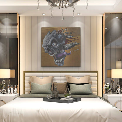 Luxe Metal Art 'Zombie Head' by Flyland Designs, Metal Wall Art,36x36