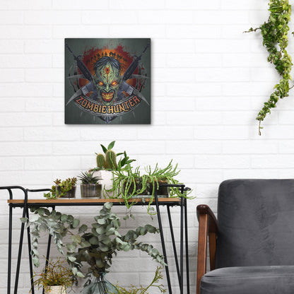 Luxe Metal Art 'Zombie Hunter Logo Template' by Flyland Designs, Metal Wall Art,12x12