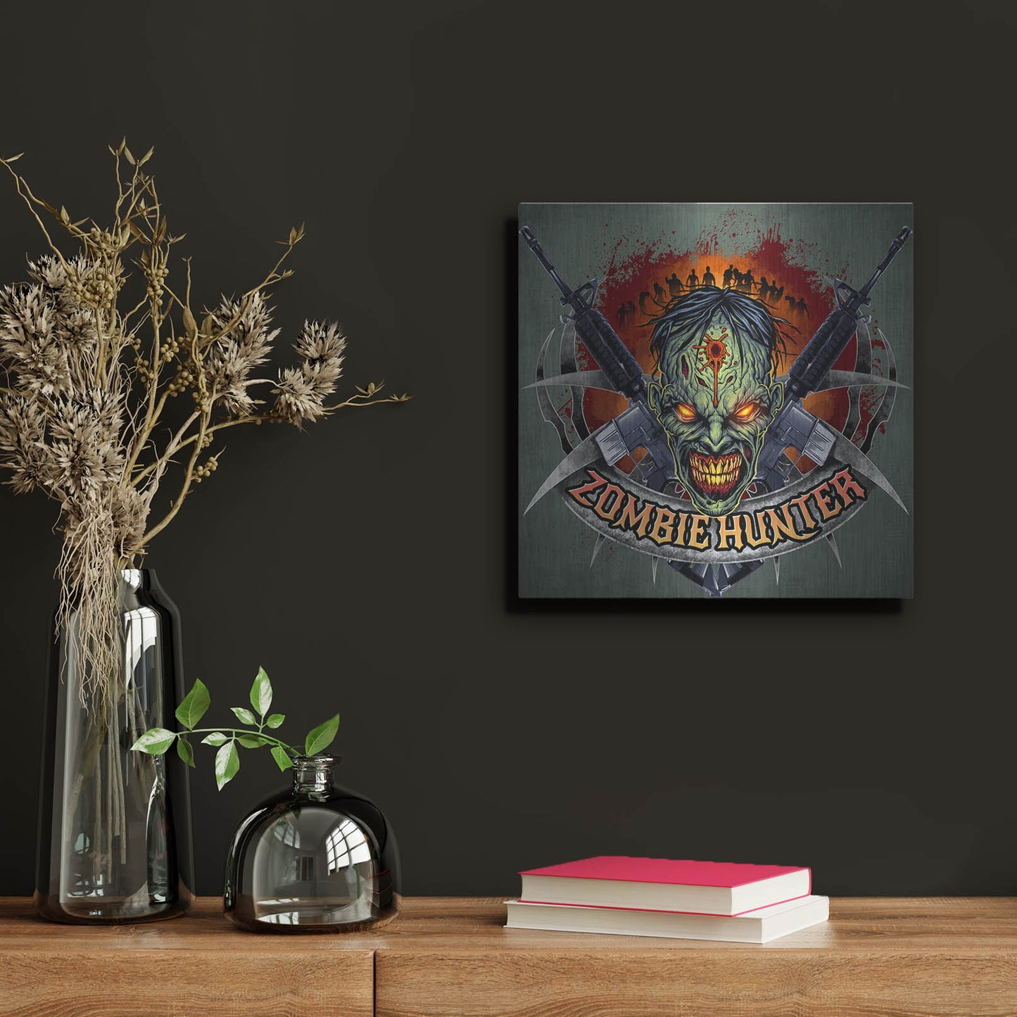 Luxe Metal Art 'Zombie Hunter Logo Template' by Flyland Designs, Metal Wall Art,12x12