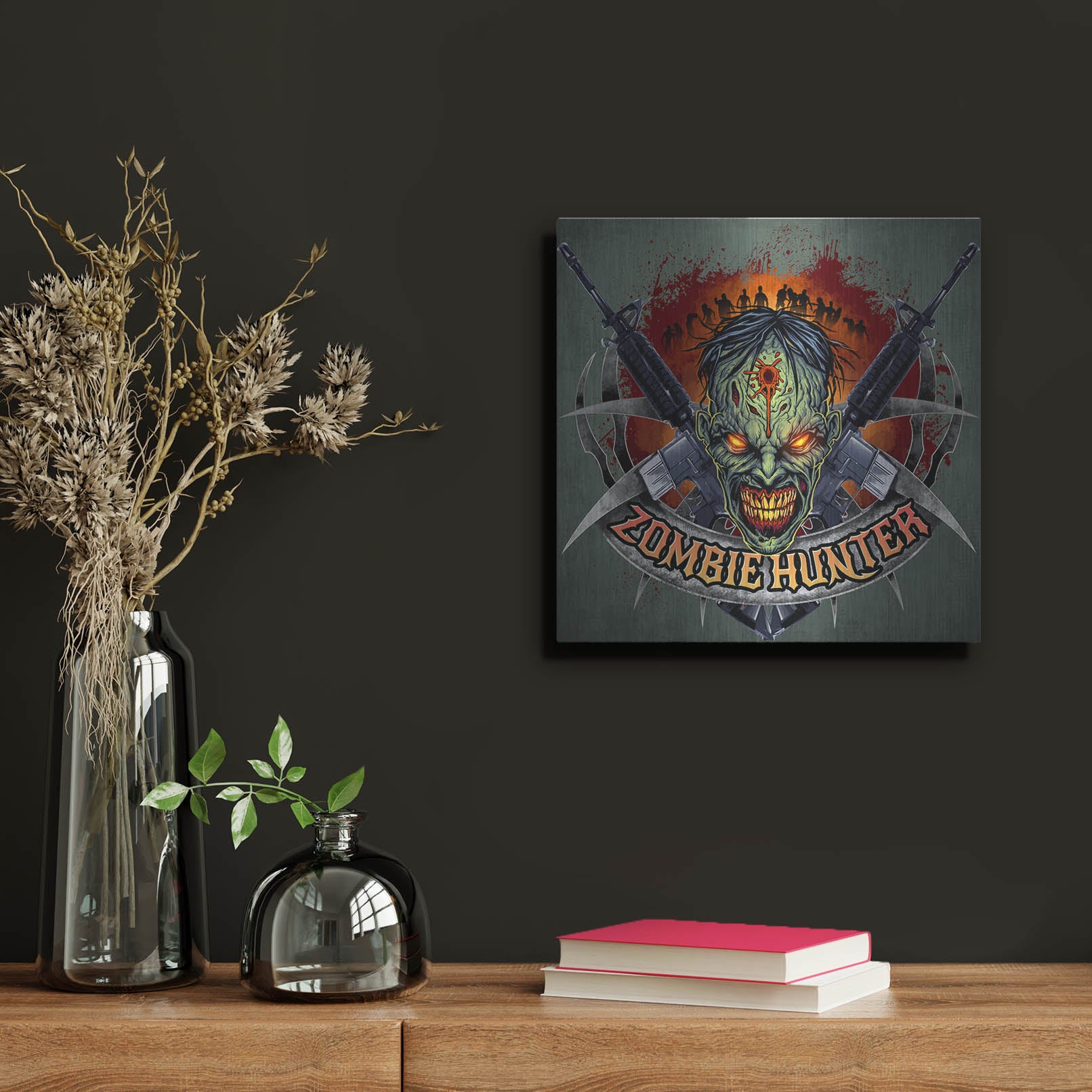 Luxe Metal Art 'Zombie Hunter Logo Template' by Flyland Designs, Metal Wall Art,12x12