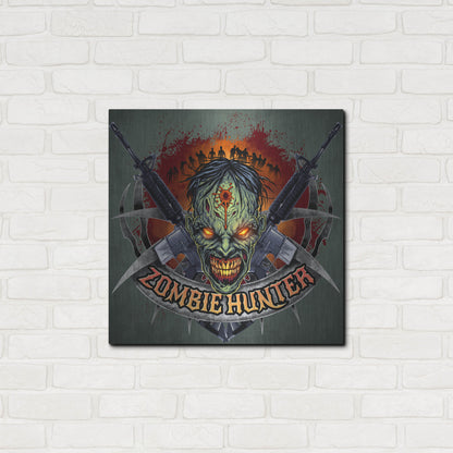 Luxe Metal Art 'Zombie Hunter Logo Template' by Flyland Designs, Metal Wall Art,24x24
