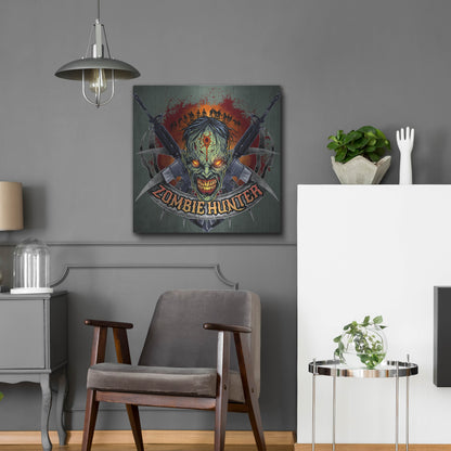 Luxe Metal Art 'Zombie Hunter Logo Template' by Flyland Designs, Metal Wall Art,24x24