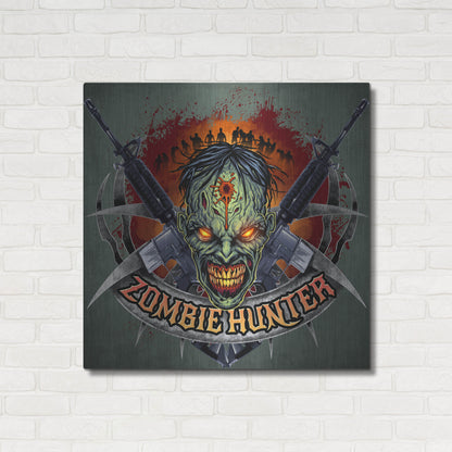 Luxe Metal Art 'Zombie Hunter Logo Template' by Flyland Designs, Metal Wall Art,36x36