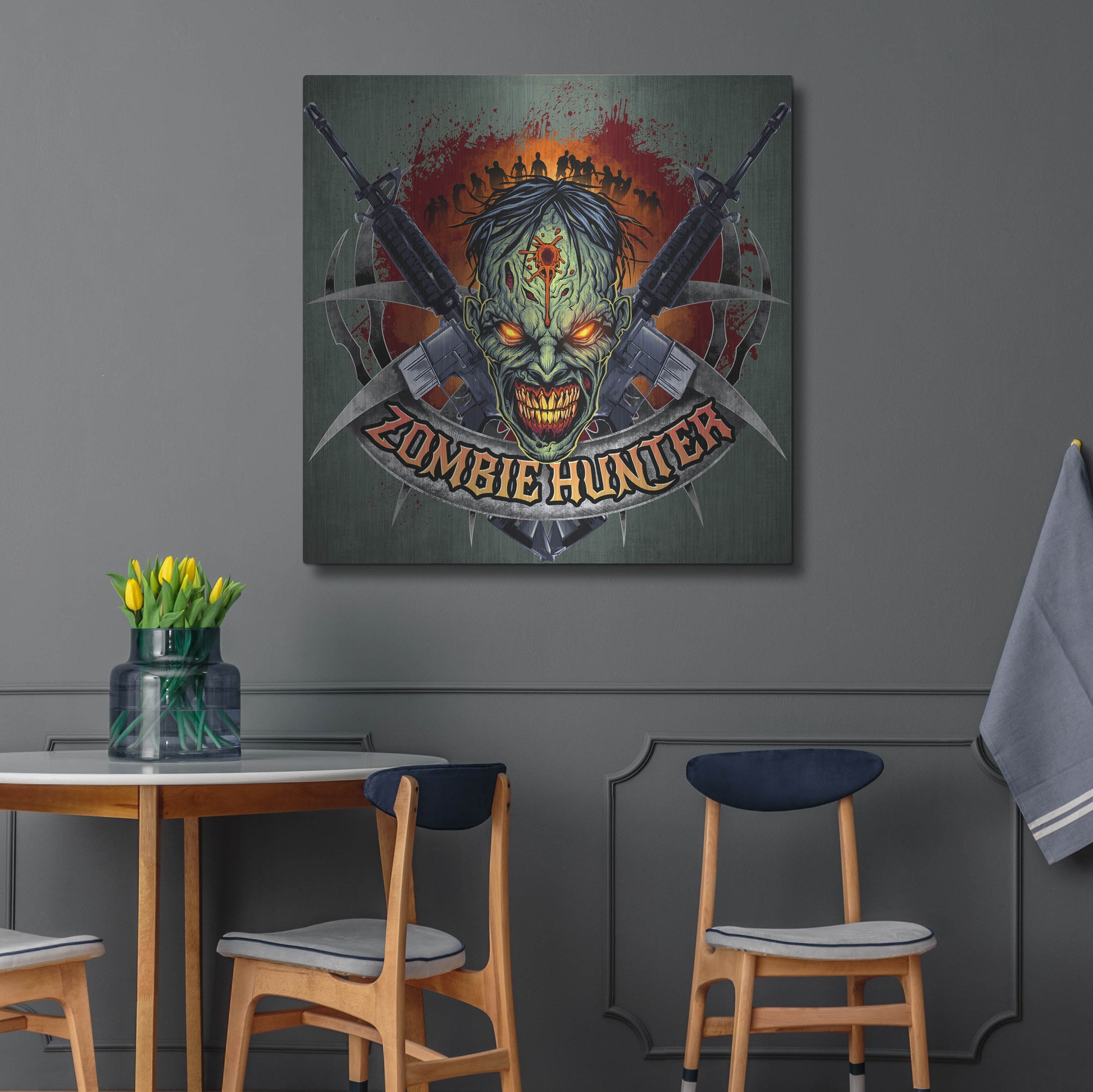 Luxe Metal Art 'Zombie Hunter Logo Template' by Flyland Designs, Metal Wall Art,36x36