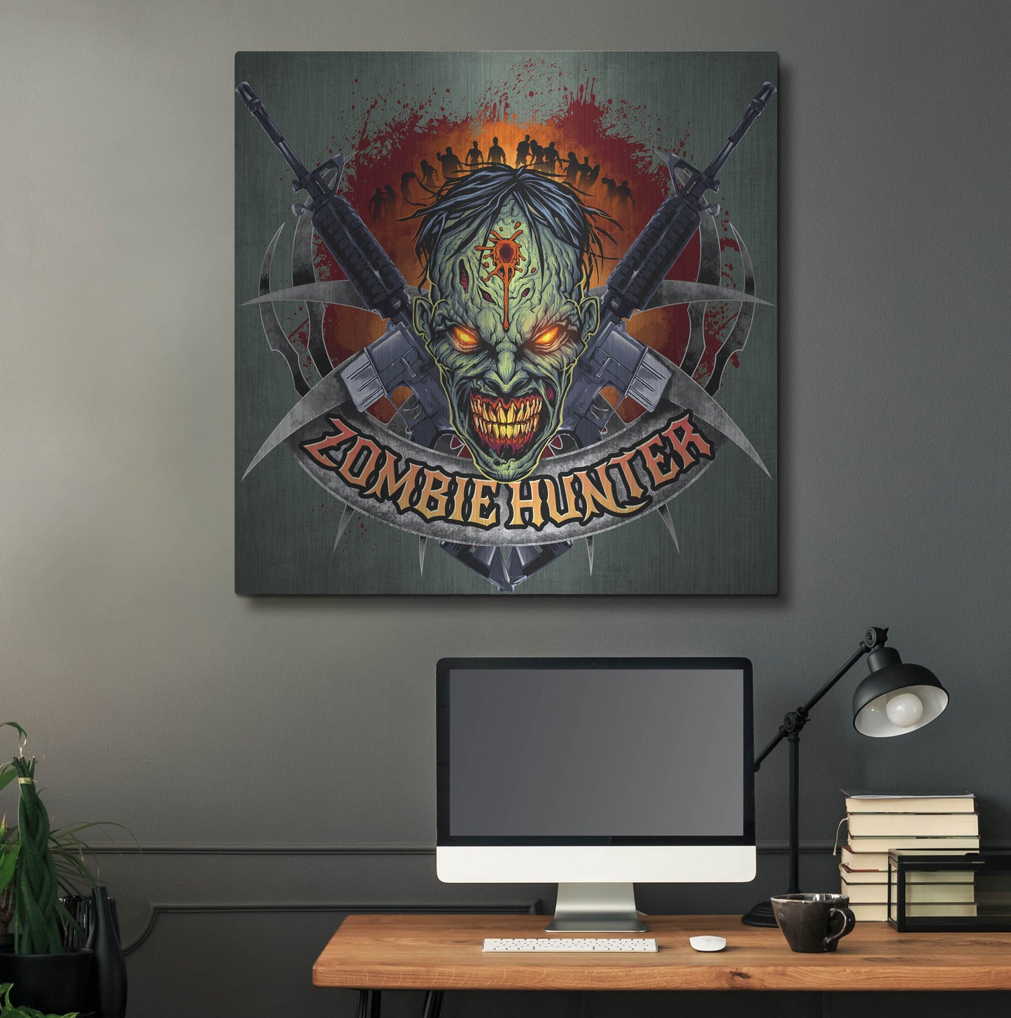 Luxe Metal Art 'Zombie Hunter Logo Template' by Flyland Designs, Metal Wall Art,36x36