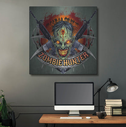 Luxe Metal Art 'Zombie Hunter Logo Template' by Flyland Designs, Metal Wall Art,36x36