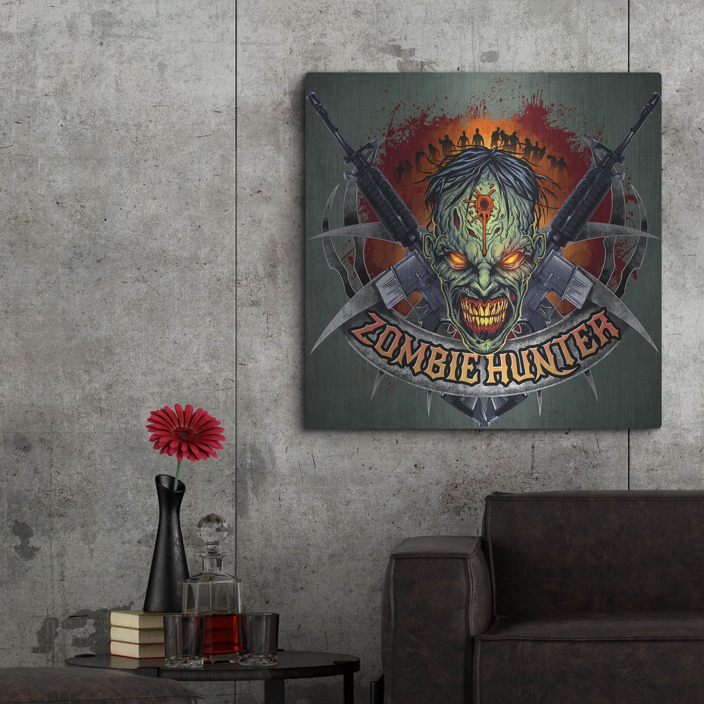 Luxe Metal Art 'Zombie Hunter Logo Template' by Flyland Designs, Metal Wall Art,36x36