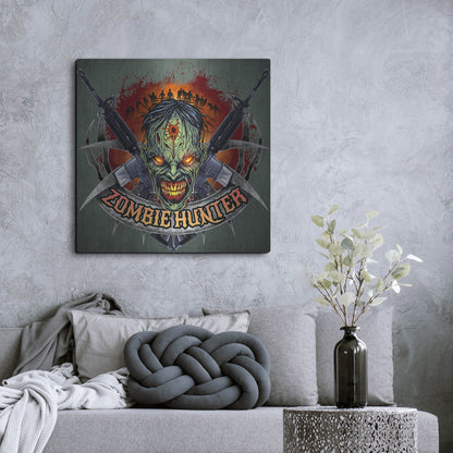 Luxe Metal Art 'Zombie Hunter Logo Template' by Flyland Designs, Metal Wall Art,36x36