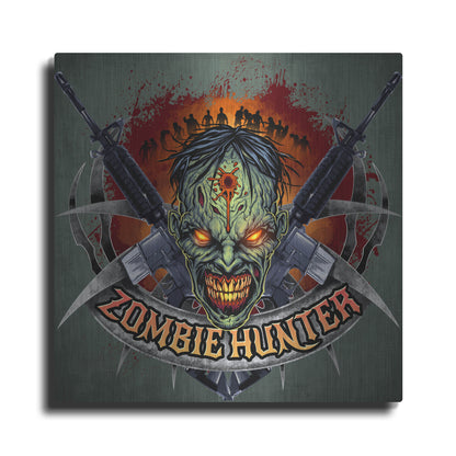 Luxe Metal Art 'Zombie Hunter Logo Template' by Flyland Designs, Metal Wall Art