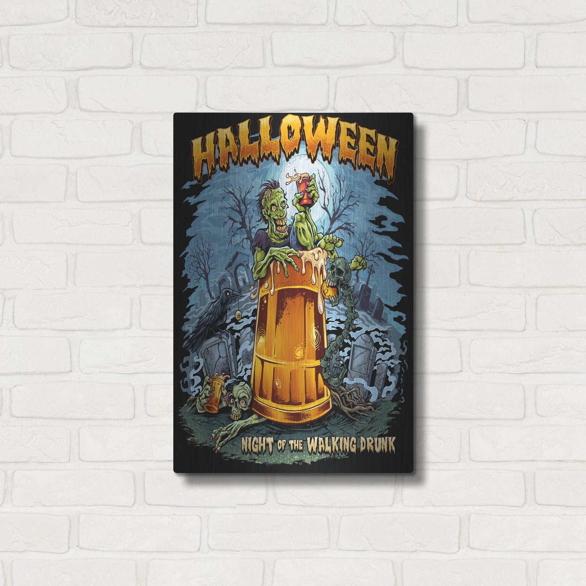 Luxe Metal Art 'Zombie In Beer Glass' by Flyland Designs, Metal Wall Art,16x24