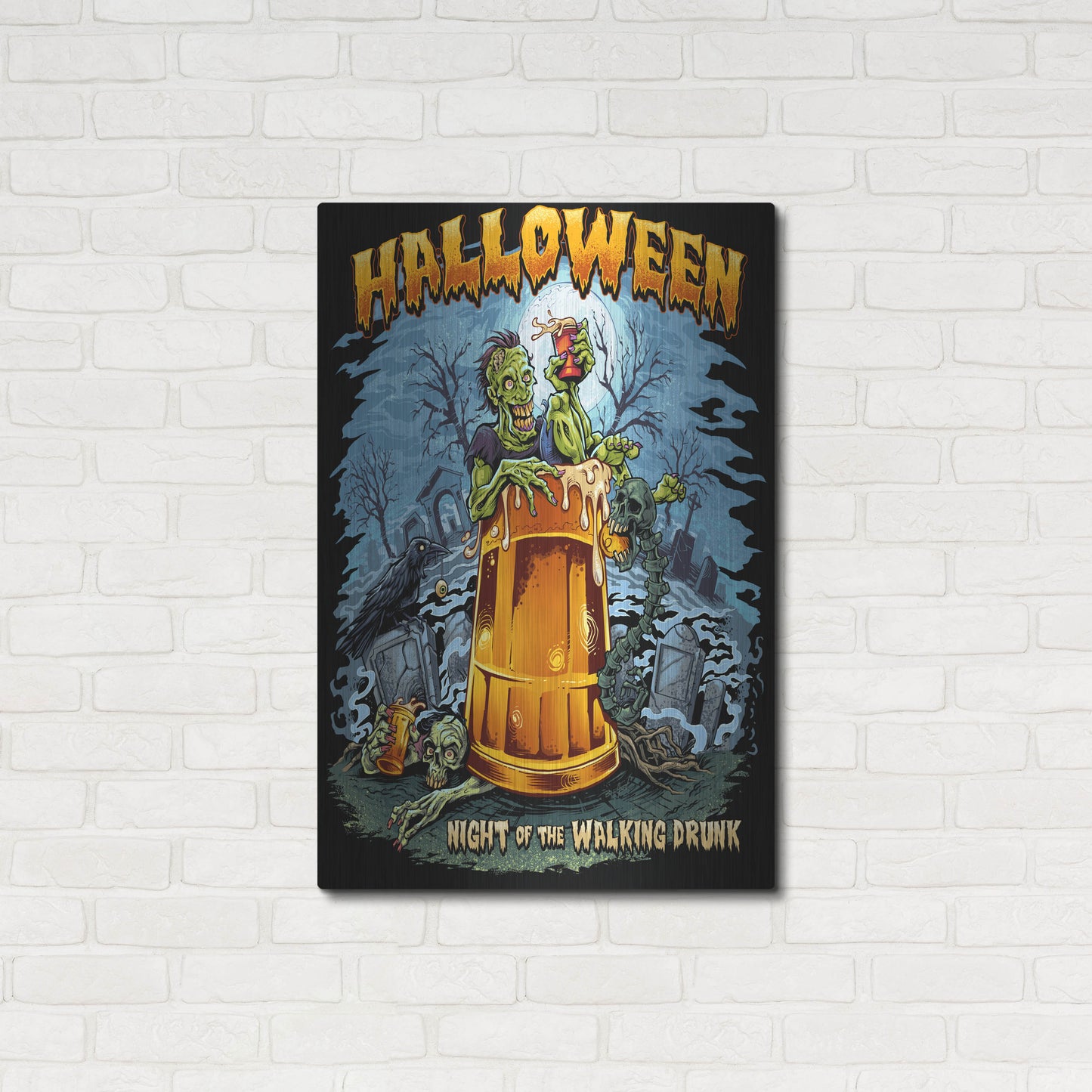 Luxe Metal Art 'Zombie In Beer Glass' by Flyland Designs, Metal Wall Art,24x36