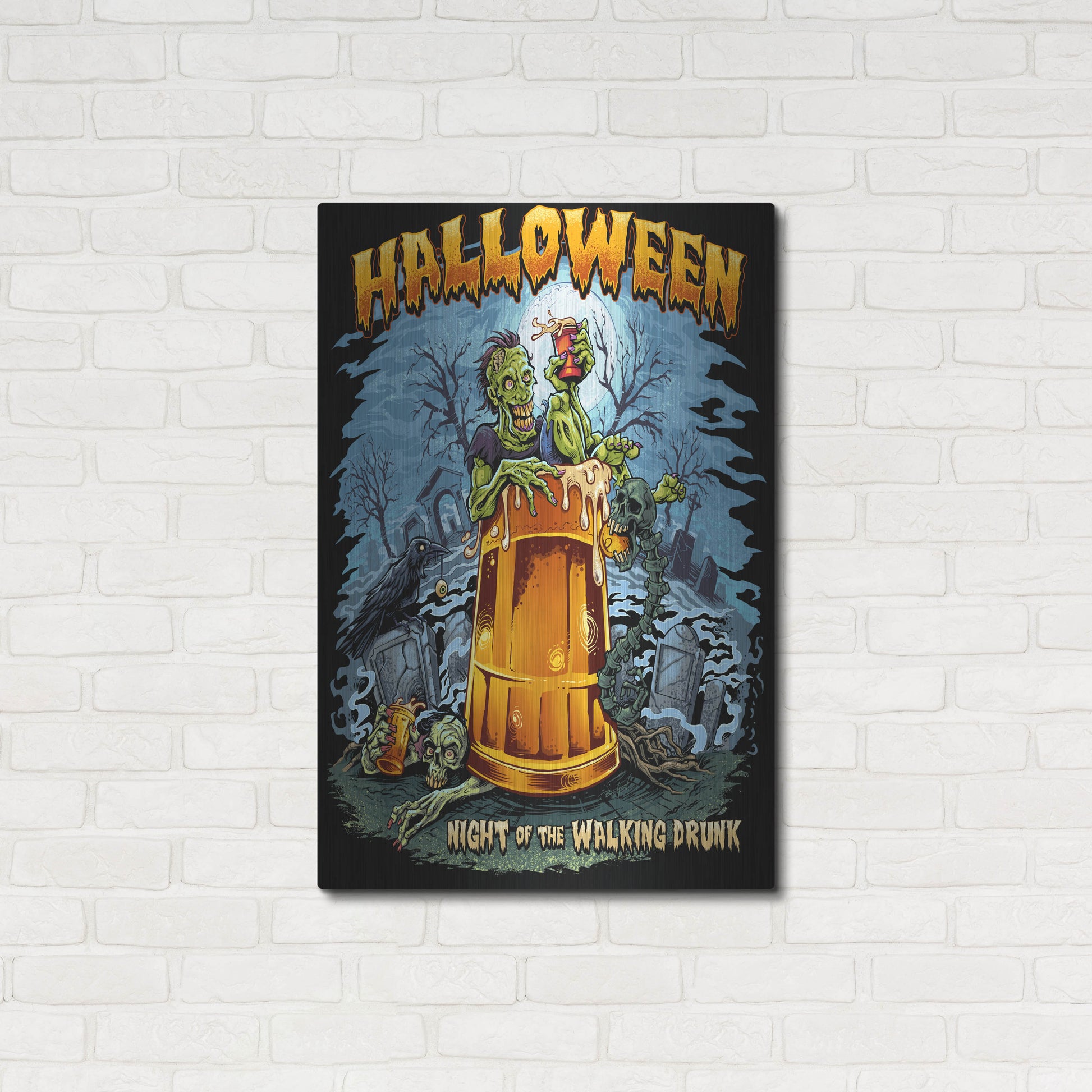 Luxe Metal Art 'Zombie In Beer Glass' by Flyland Designs, Metal Wall Art,24x36