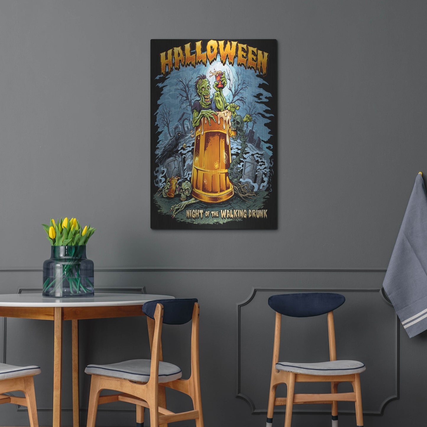 Luxe Metal Art 'Zombie In Beer Glass' by Flyland Designs, Metal Wall Art,24x36