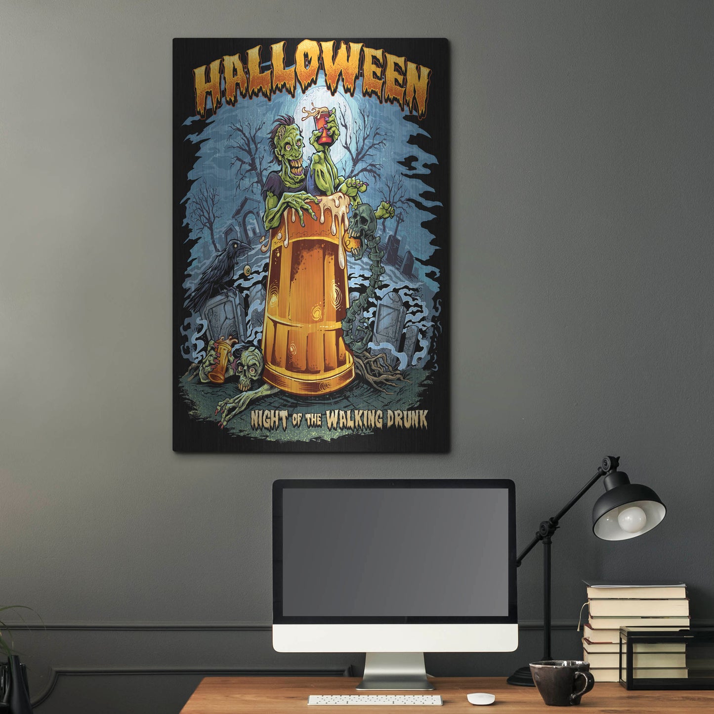 Luxe Metal Art 'Zombie In Beer Glass' by Flyland Designs, Metal Wall Art,24x36