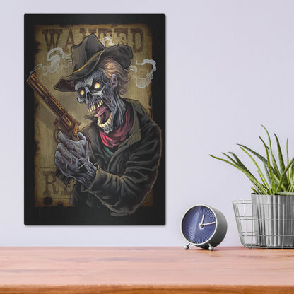 Luxe Metal Art 'Zombie Outlaw With Revolver' by Flyland Designs, Metal Wall Art,12x16