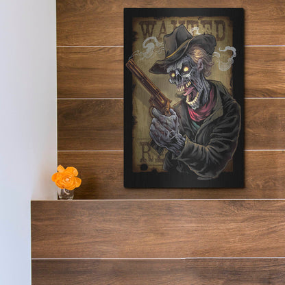 Luxe Metal Art 'Zombie Outlaw With Revolver' by Flyland Designs, Metal Wall Art,12x16