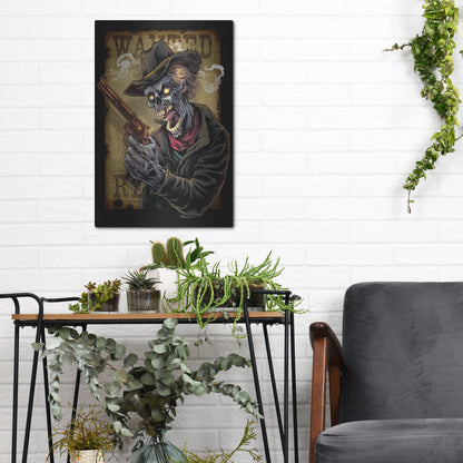 Luxe Metal Art 'Zombie Outlaw With Revolver' by Flyland Designs, Metal Wall Art,12x16