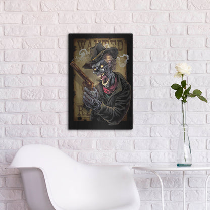 Luxe Metal Art 'Zombie Outlaw With Revolver' by Flyland Designs, Metal Wall Art,16x24