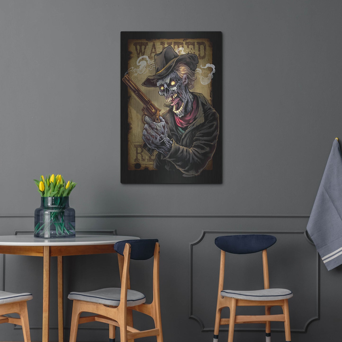 Luxe Metal Art 'Zombie Outlaw With Revolver' by Flyland Designs, Metal Wall Art,24x36