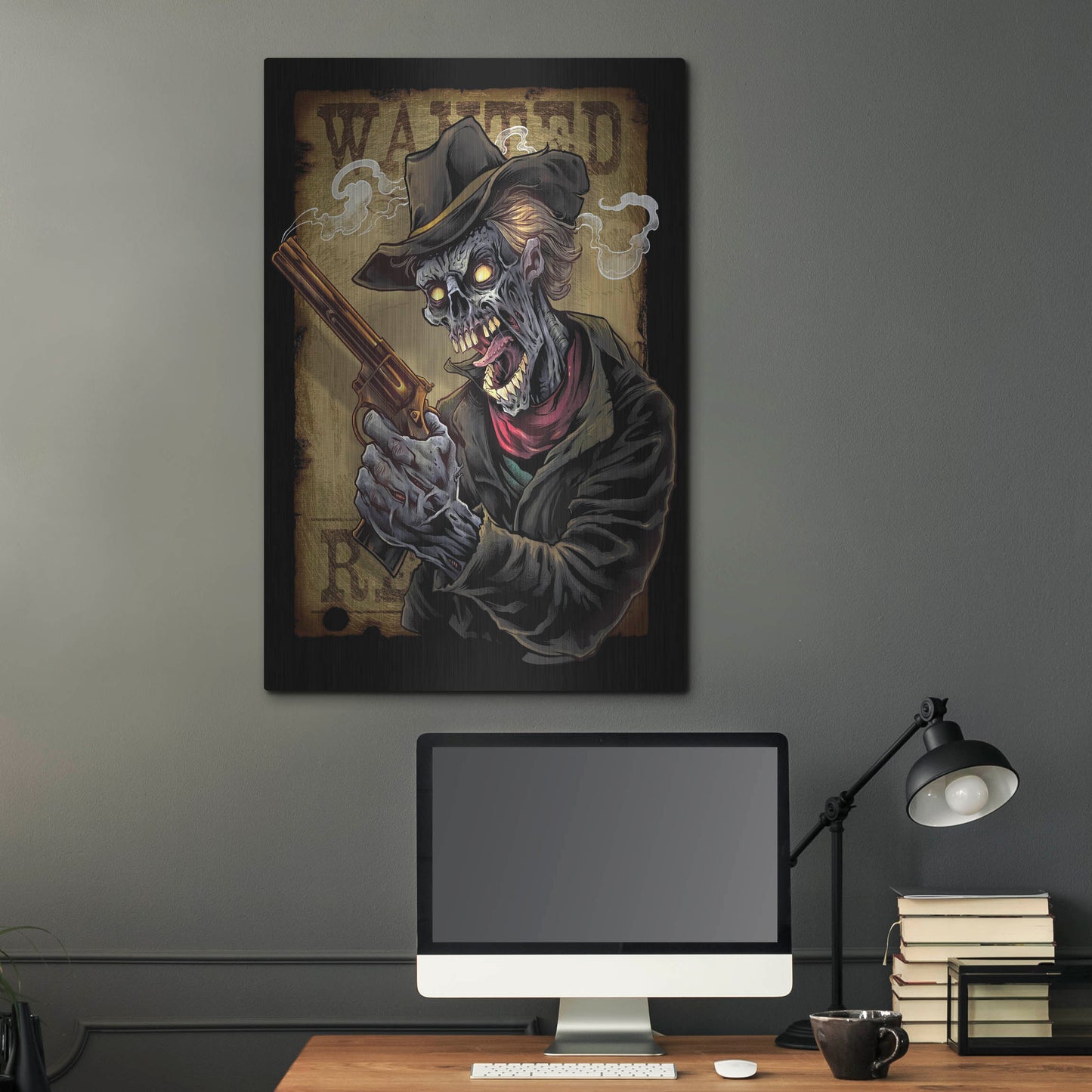 Luxe Metal Art 'Zombie Outlaw With Revolver' by Flyland Designs, Metal Wall Art,24x36