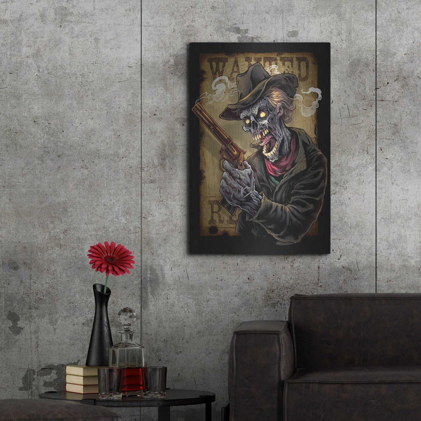 Luxe Metal Art 'Zombie Outlaw With Revolver' by Flyland Designs, Metal Wall Art,24x36