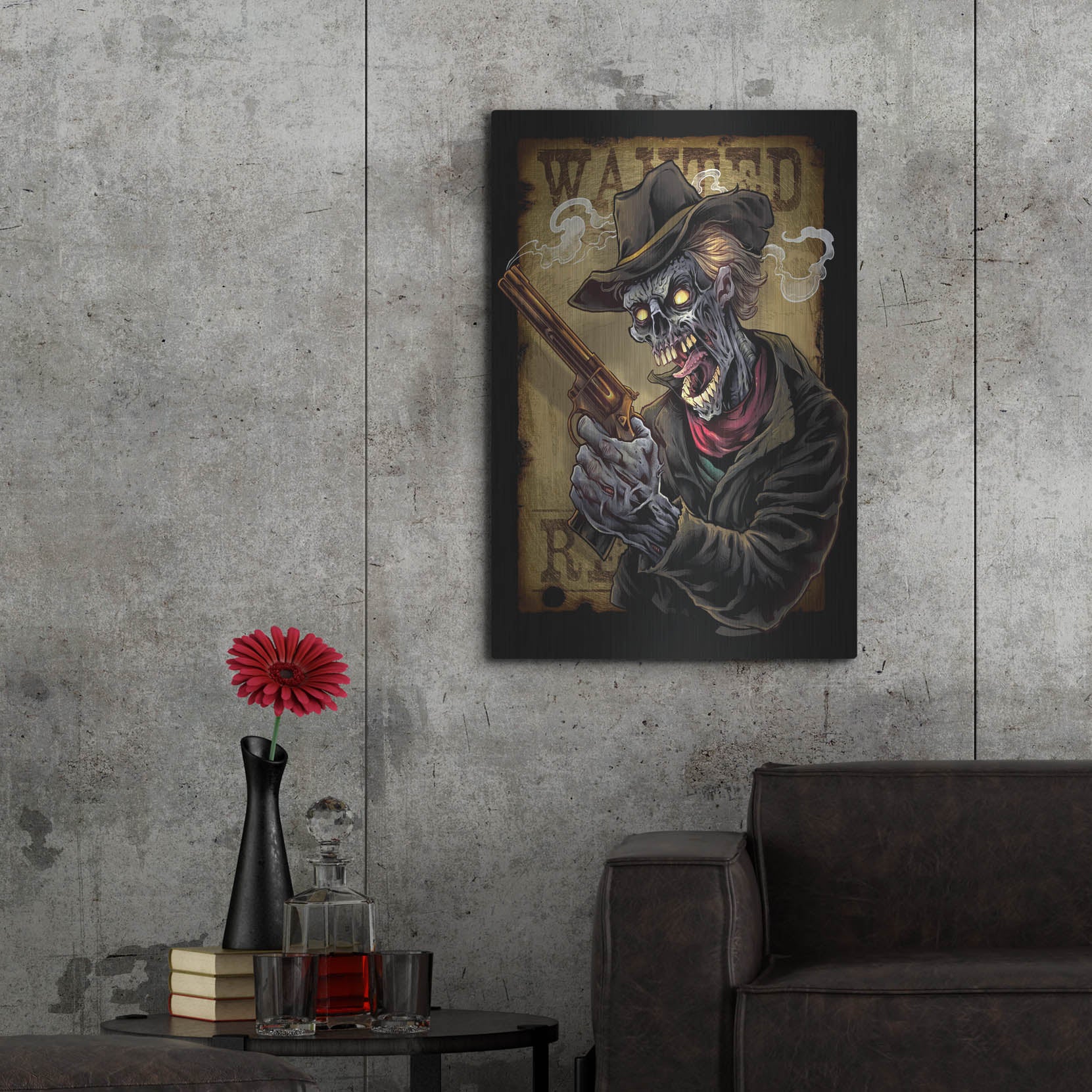 Luxe Metal Art 'Zombie Outlaw With Revolver' by Flyland Designs, Metal Wall Art,24x36