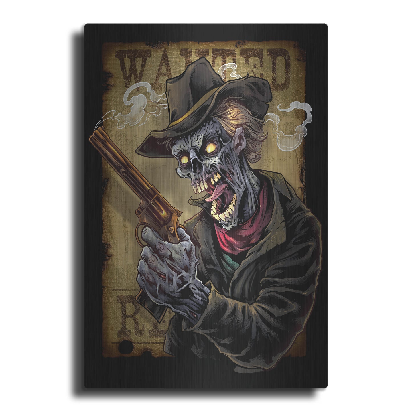 Luxe Metal Art 'Zombie Outlaw With Revolver' by Flyland Designs, Metal Wall Art