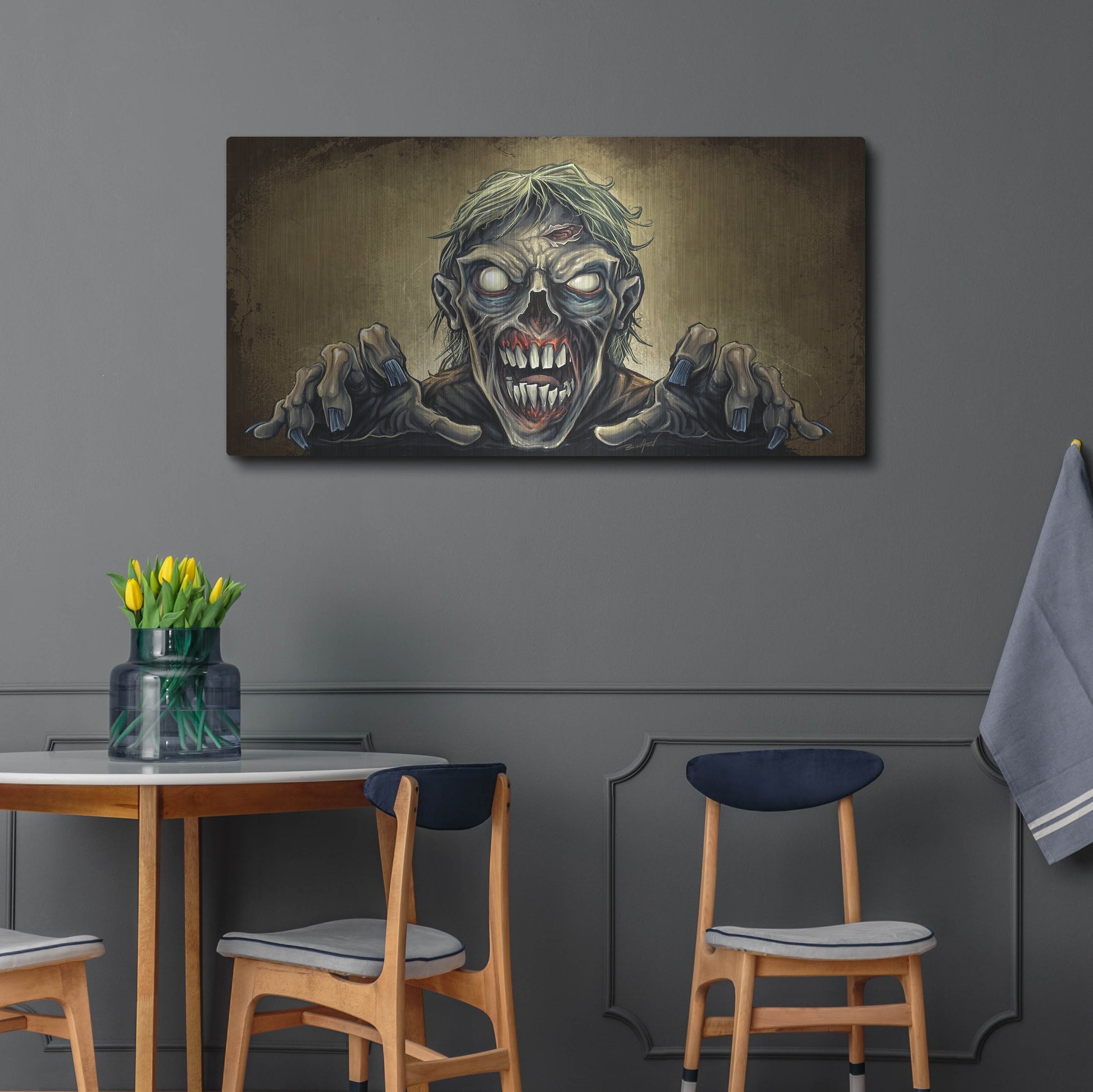 Luxe Metal Art 'Zombie Reaching Out' by Flyland Designs, Metal Wall Art,48x24