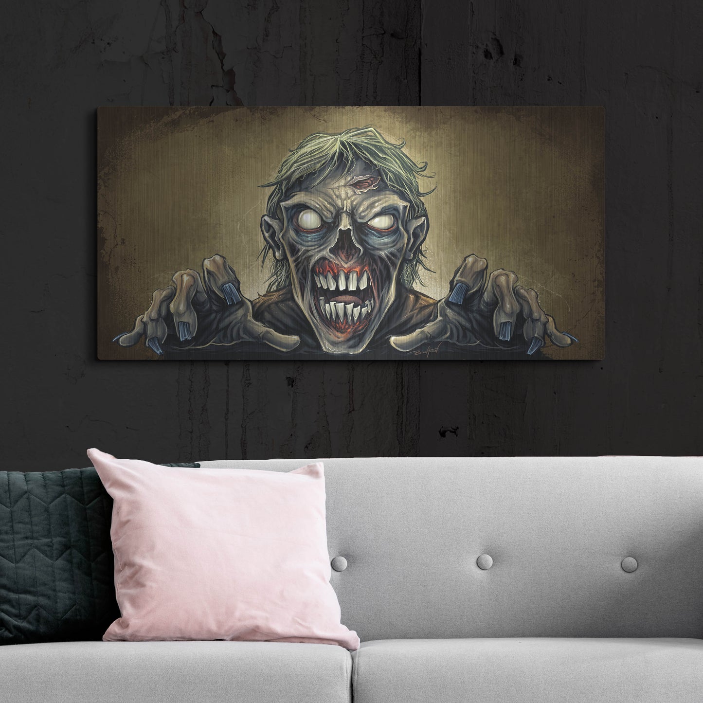 Luxe Metal Art 'Zombie Reaching Out' by Flyland Designs, Metal Wall Art,48x24