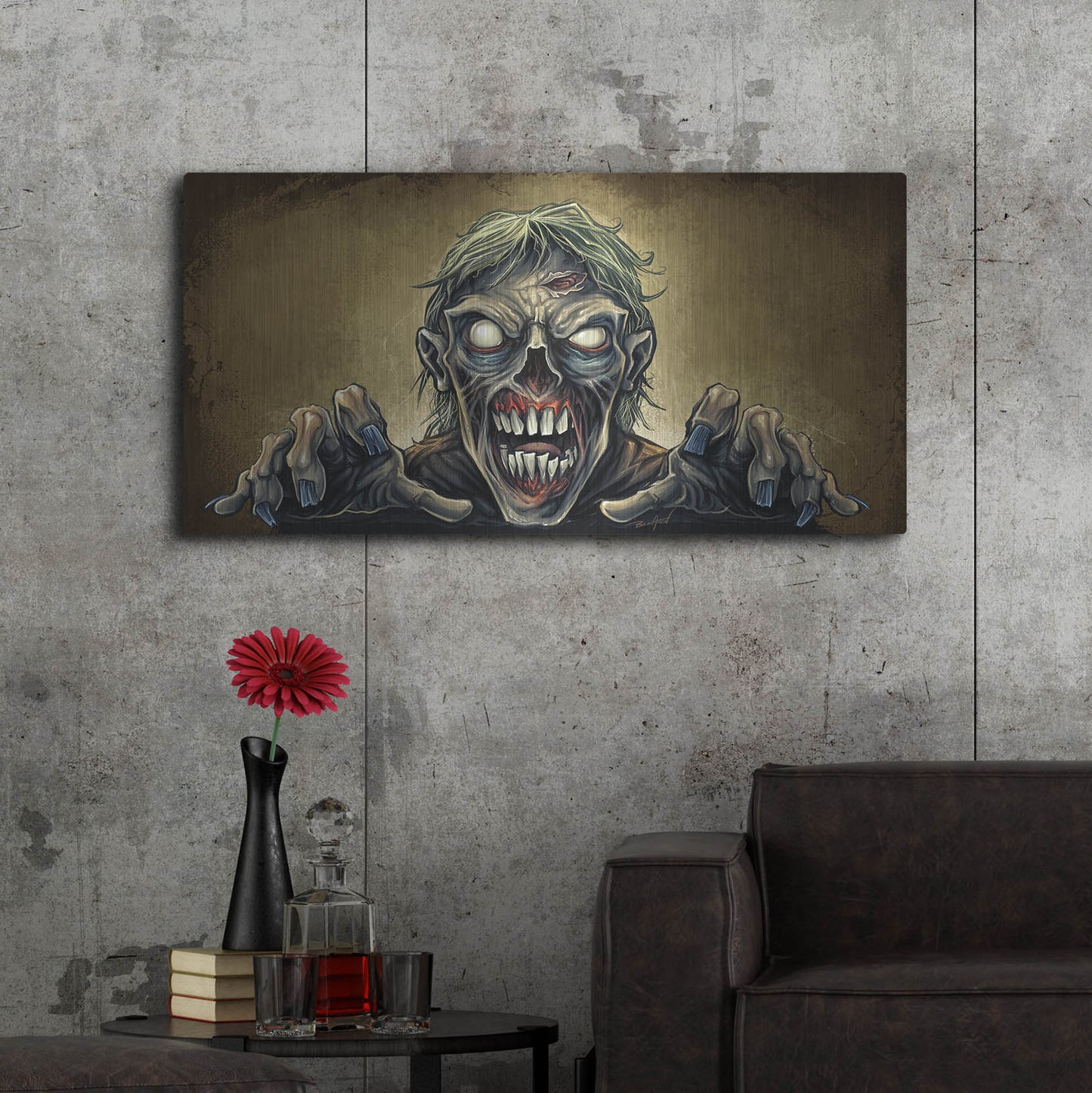 Luxe Metal Art 'Zombie Reaching Out' by Flyland Designs, Metal Wall Art,48x24