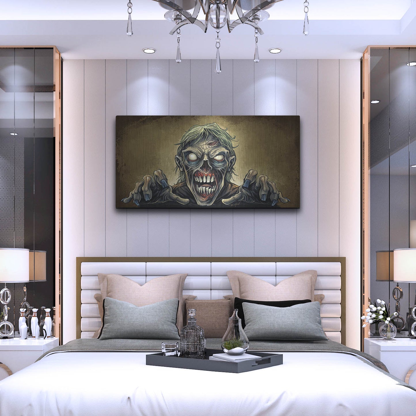 Luxe Metal Art 'Zombie Reaching Out' by Flyland Designs, Metal Wall Art,48x24