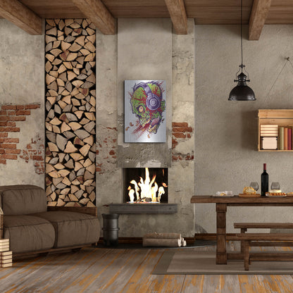 Luxe Metal Art 'Zombie With Headphones' by Flyland Designs, Metal Wall Art,24x36