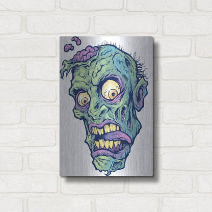 Luxe Metal Art 'Zombie Pattern Head 01' by Flyland Designs, Metal Wall Art,12x16