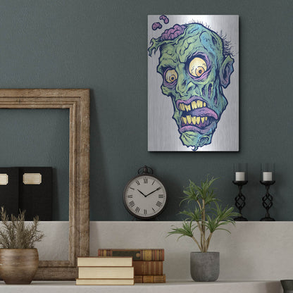 Luxe Metal Art 'Zombie Pattern Head 01' by Flyland Designs, Metal Wall Art,12x16