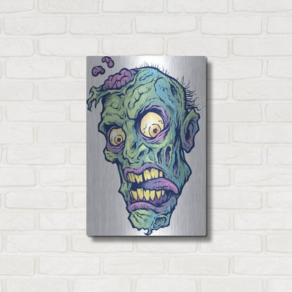 Luxe Metal Art 'Zombie Pattern Head 01' by Flyland Designs, Metal Wall Art,16x24