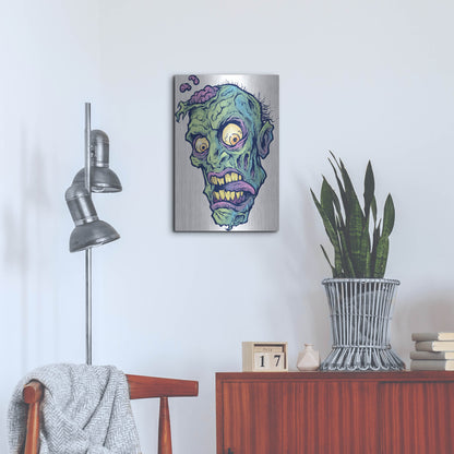 Luxe Metal Art 'Zombie Pattern Head 01' by Flyland Designs, Metal Wall Art,16x24